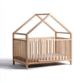 Camas infantiles de madera 190x90x160 cm - natural - diseño casa con techo abierto y barrera de seguridad