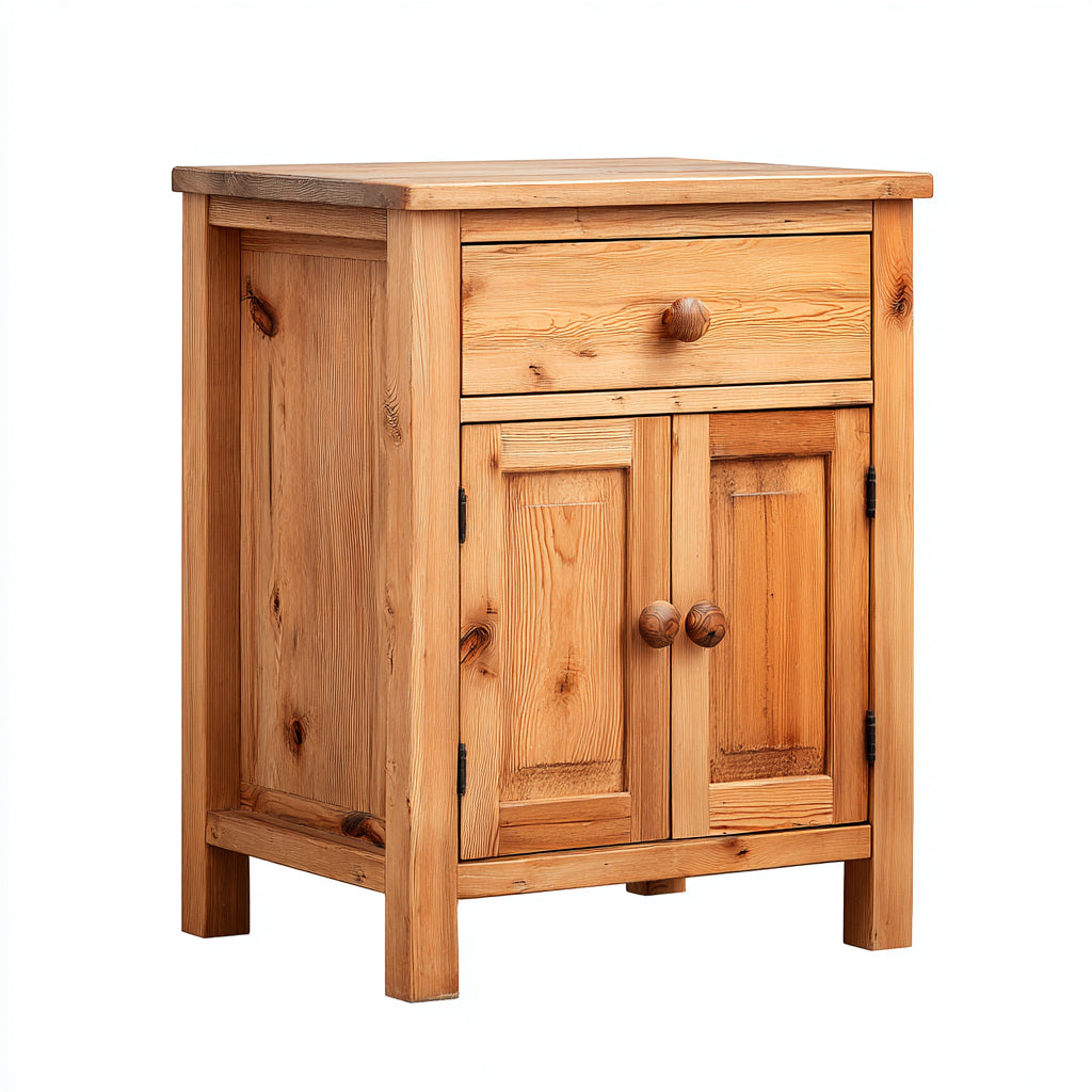 Mesitas de noche de madera 58x42x68 cm natural - estilo rústico para dormitorio