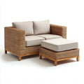 Sofás de exterior de ratán 165x78x78 cm marrón y beige - diseño moderno con reposapiés para jardín
