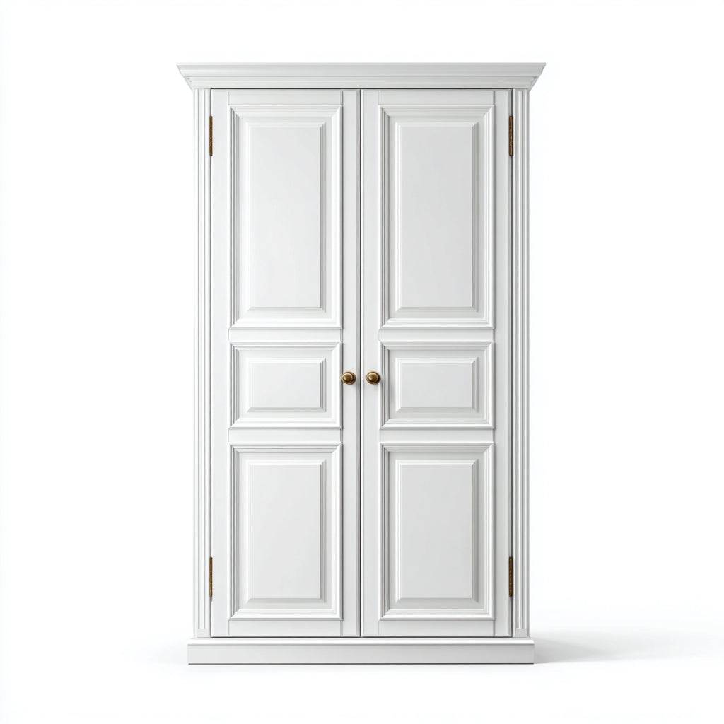 Armarios de madera 110x55x200 cm blanco diseño clásico con dos puertas