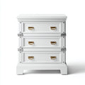 Mesitas de noche de madera 55x42x65 cm - blanco - diseño clásico con 3 cajones