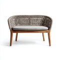 Bancos de jardín de ratán y madera 130x62x76 cm marrón y gris - diseño moderno para exterior