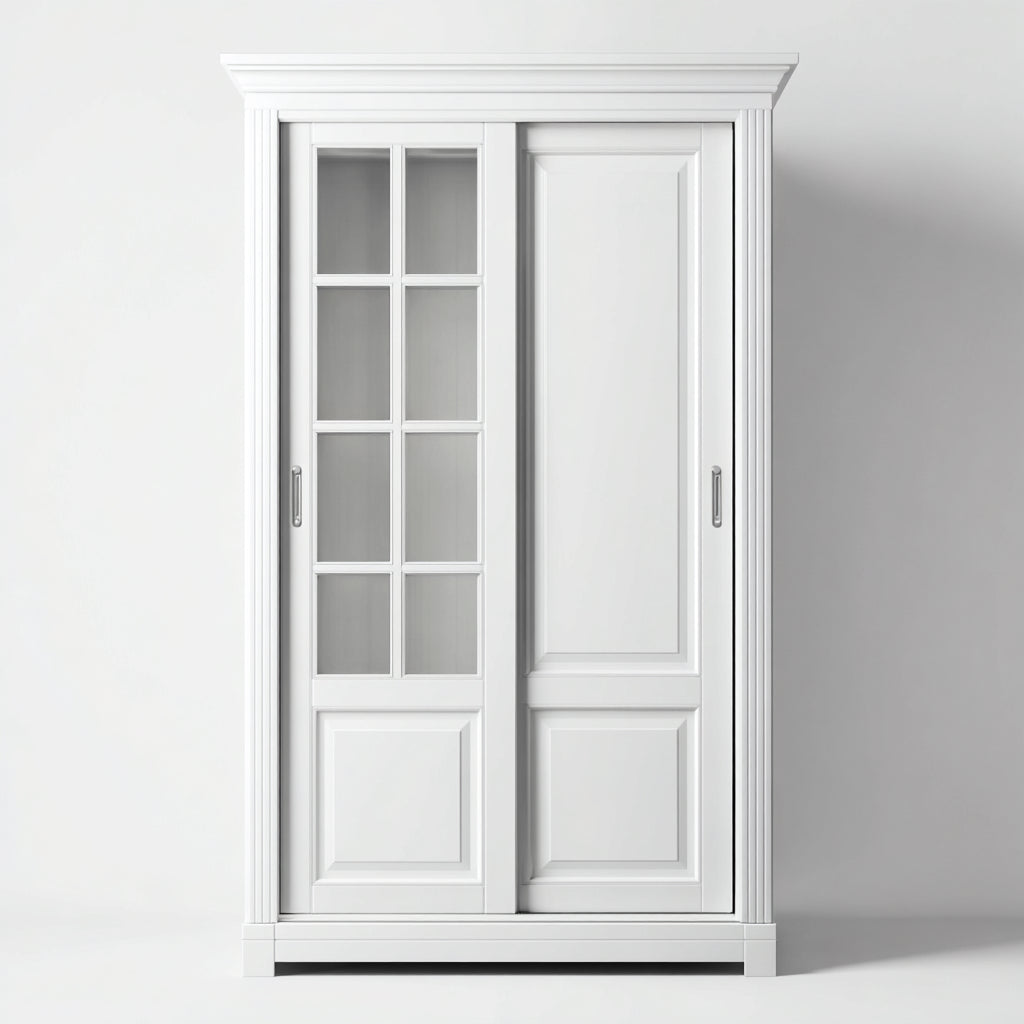 Armarios de madera 120x55x190 cm blanco - diseño clásico para dormitorio