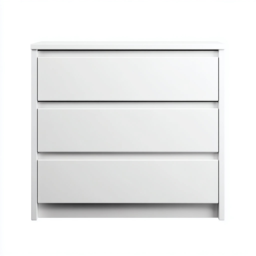 Mesitas de noche de MDF 70x40x75 cm blanco para dormitorio - diseño moderno con 3 cajones