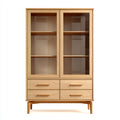Vitrinas de madera y vidrio 95x42x170 cm - natural - diseño clásico con 2 puertas y 4 cajones