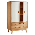 Armarios de madera 90x50x160 cm marrón-blanco diseño moderno con dos puertas y dos cajones