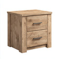 Mesitas de noche de MDF 55x40x58 cm madera natural para dormitorio - diseño moderno con 2 cajones