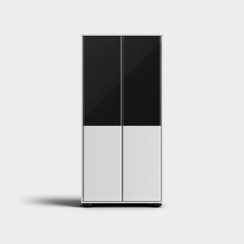 Armarios de panel brillante 80x45x180 cm blanco y negro - diseño moderno para dormitorio
