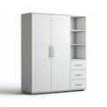Armarios de MDF 150x50x180 cm blanco y gris para dormitorio - diseño moderno con 2 puertas y 3 cajones