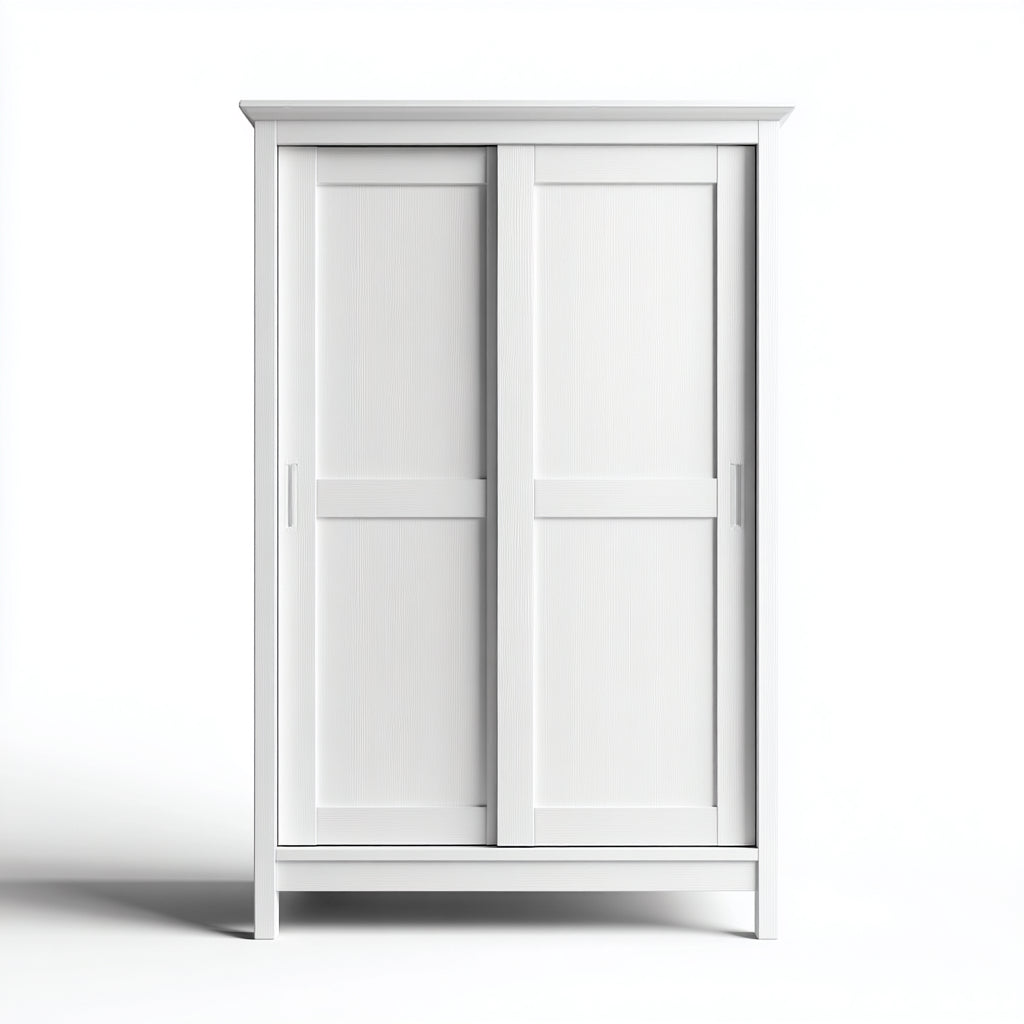 Armarios de madera 100x55x190 cm blanco diseño moderno con dos puertas correderas