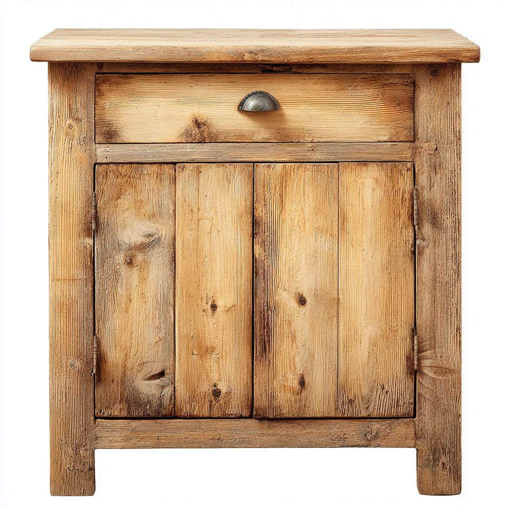Mesitas de noche de madera 60x42x68 cm - natural - diseño rústico con 2 puertas y 1 cajón