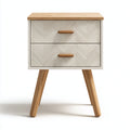 Mesitas de noche de madera 55x40x60 cm crema y natural - diseño nórdico para dormitorio