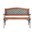 Bancos de jardín de madera y metal 150x55x85 cm marrón y negro - diseño clásico para exterior