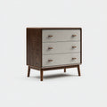 Mesitas de noche de madera 70x40x72 cm - marrón-beige - diseño moderno con 3 cajones