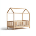 Camas infantiles de madera 200x100x160 cm color madera diseño casa con barandillas abiertas