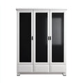 Armarios de madera y vidrio 120x50x190 cm blanco-negro diseño moderno con tres puertas