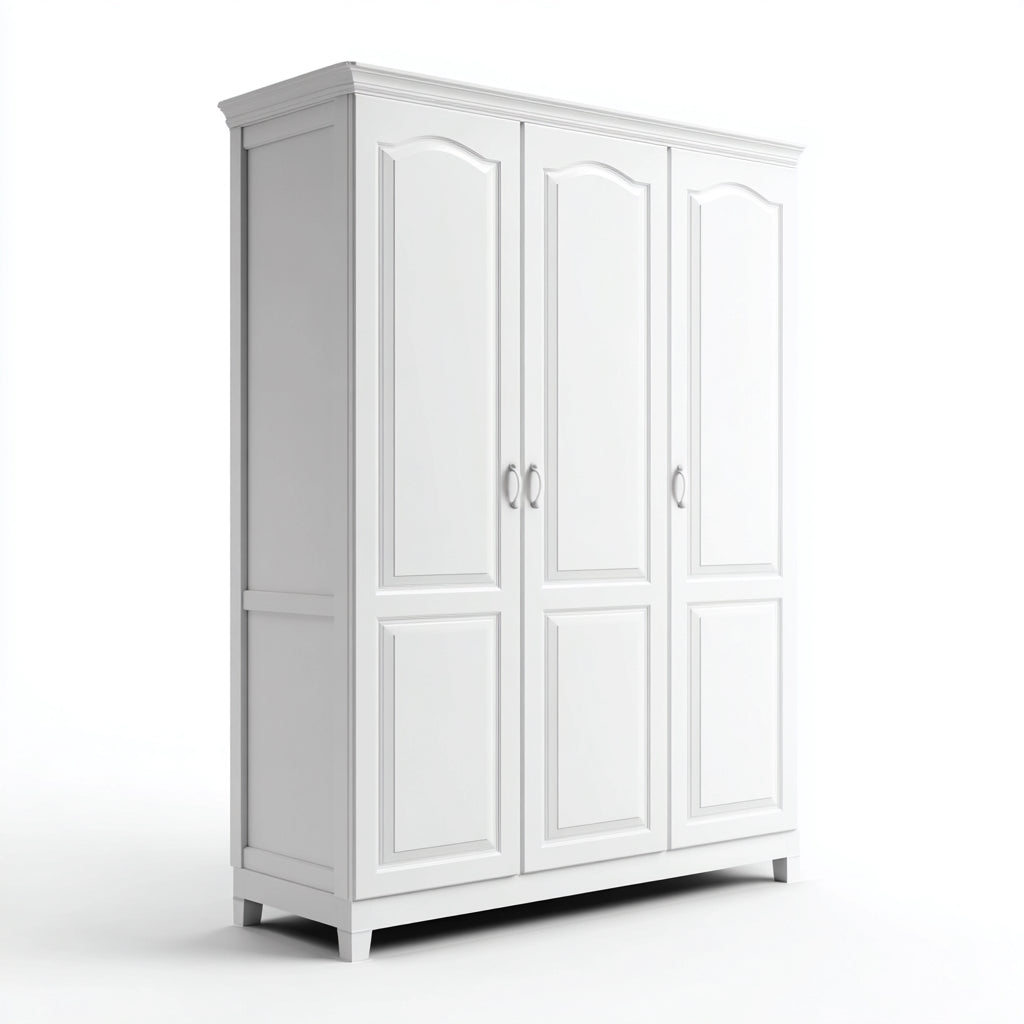 Armarios de madera 150x60x200 cm blanco diseño clásico con tres puertas