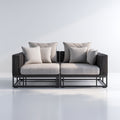 Sofás de exterior de ratán y metal 180x85x78 cm beige y negro para terraza - diseño moderno de 2 plazas