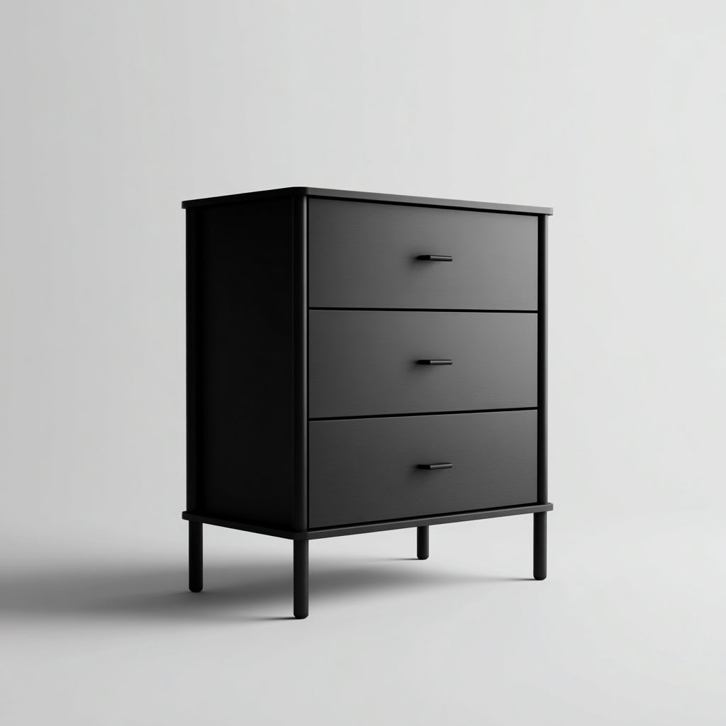 Mesitas de noche de madera 55x40x65 cm - negro - diseño moderno con 3 cajones
