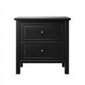 Mesitas de noche de MDF 50x40x60 cm negro para dormitorio - diseño clásico con 2 cajones