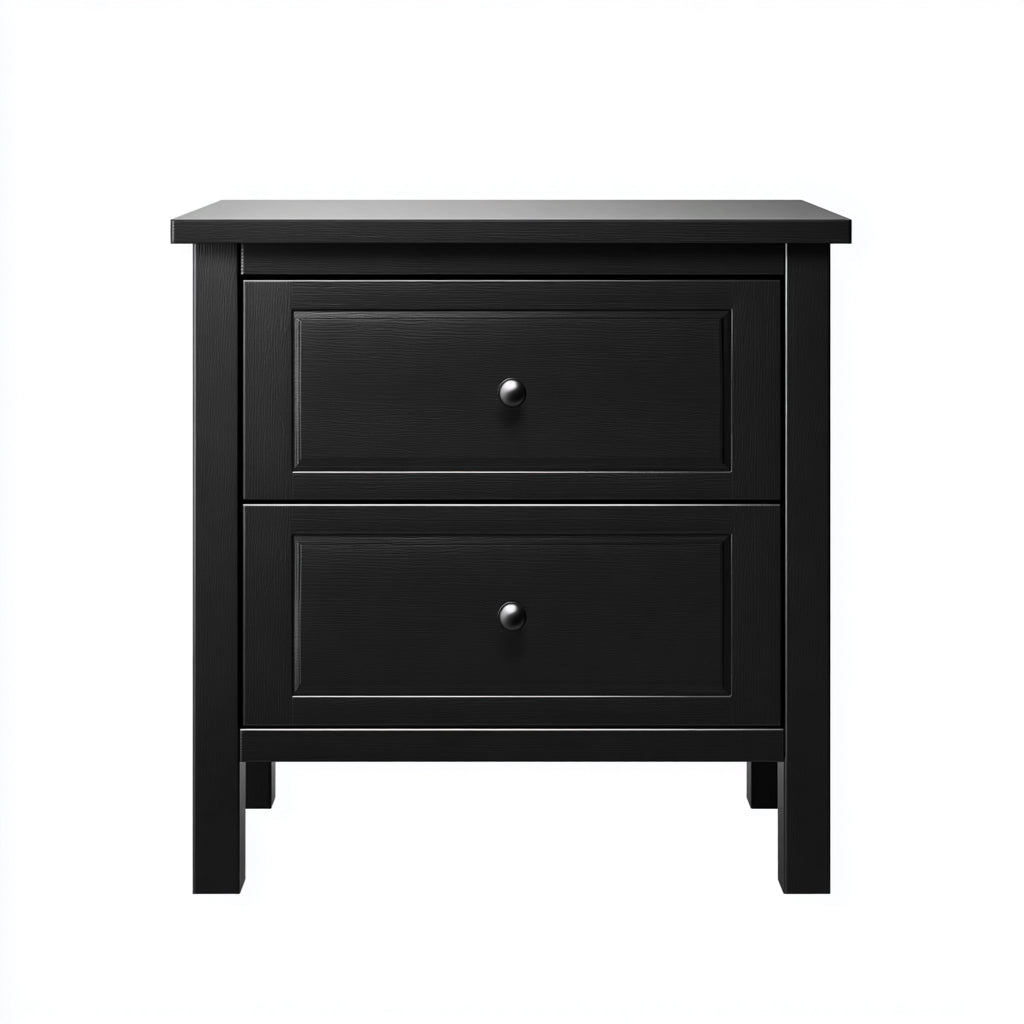 Mesitas de noche de MDF 50x40x60 cm negro para dormitorio - diseño clásico con 2 cajones