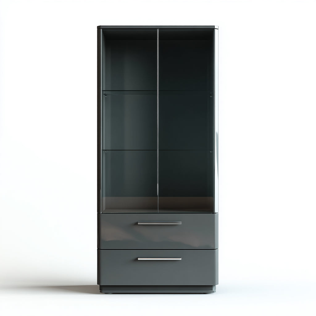 Vitrinas de vidrio y panel brillante 75x38x170 cm gris oscuro - diseño moderno para salón