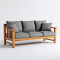 Sofás de exterior de madera y tela 200x78x78 cm gris y madera natural para terraza - diseño moderno de 3 plazas