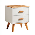 Mesitas de noche de madera 45x40x55 cm blanco-marrón diseño moderno con dos cajones