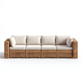 Sofás de exterior de ratán sintético 280x80x75 cm - natural-beige - diseño moderno de 4 plazas