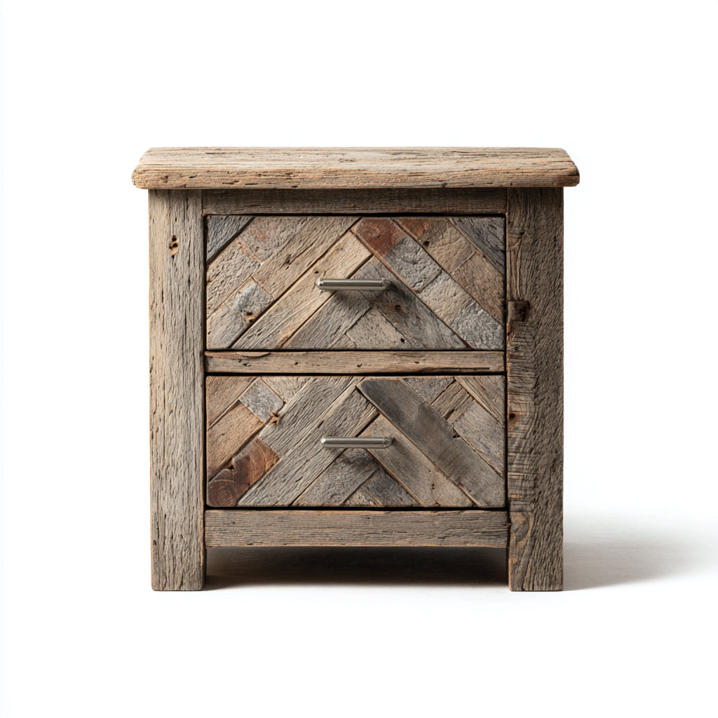 Mesitas de noche de madera 50x40x55 cm marrón diseño rústico con dos cajones