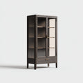 Vitrinas de madera y vidrio 85x40x170 cm marrón diseño moderno