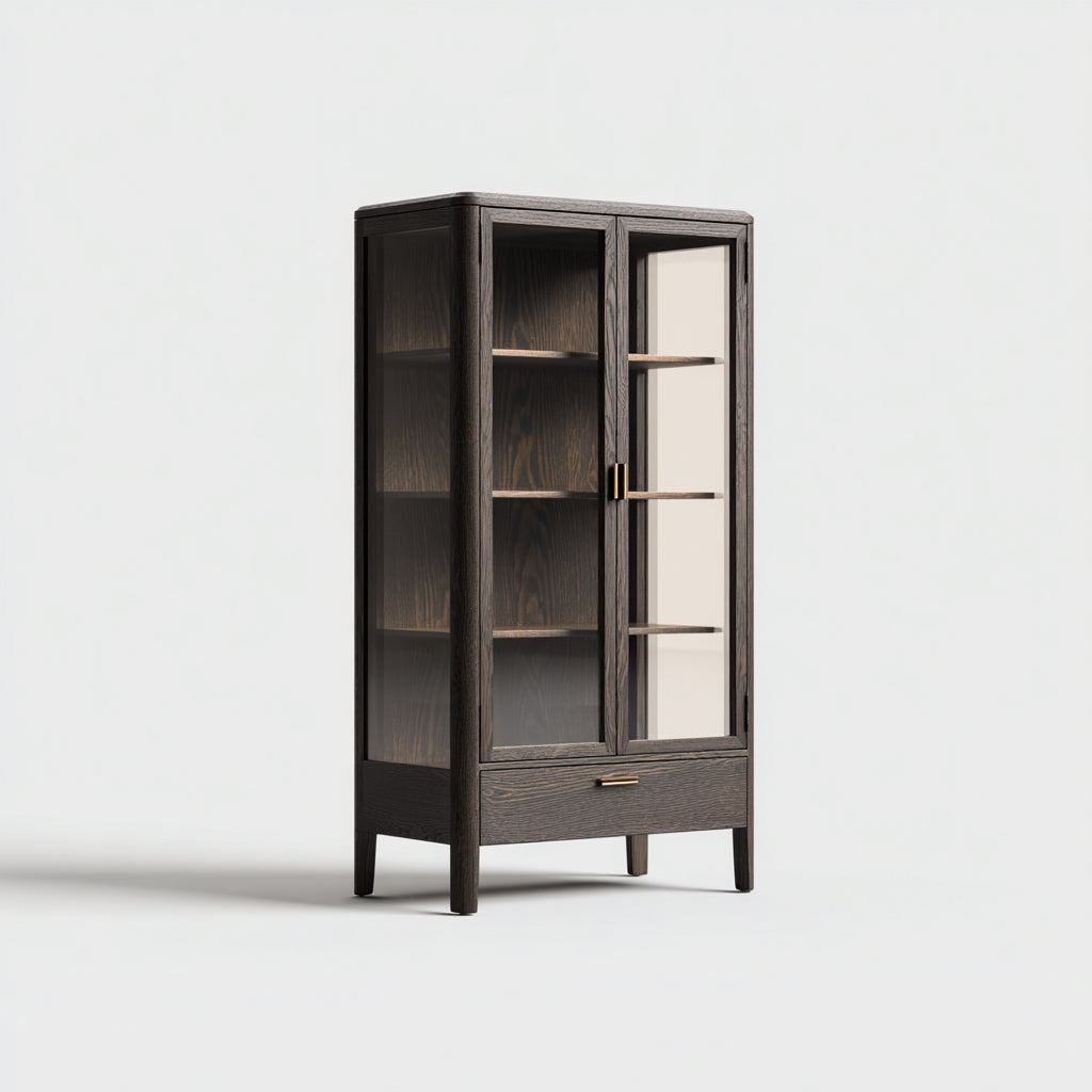 Vitrinas de madera y vidrio 85x40x170 cm marrón diseño moderno