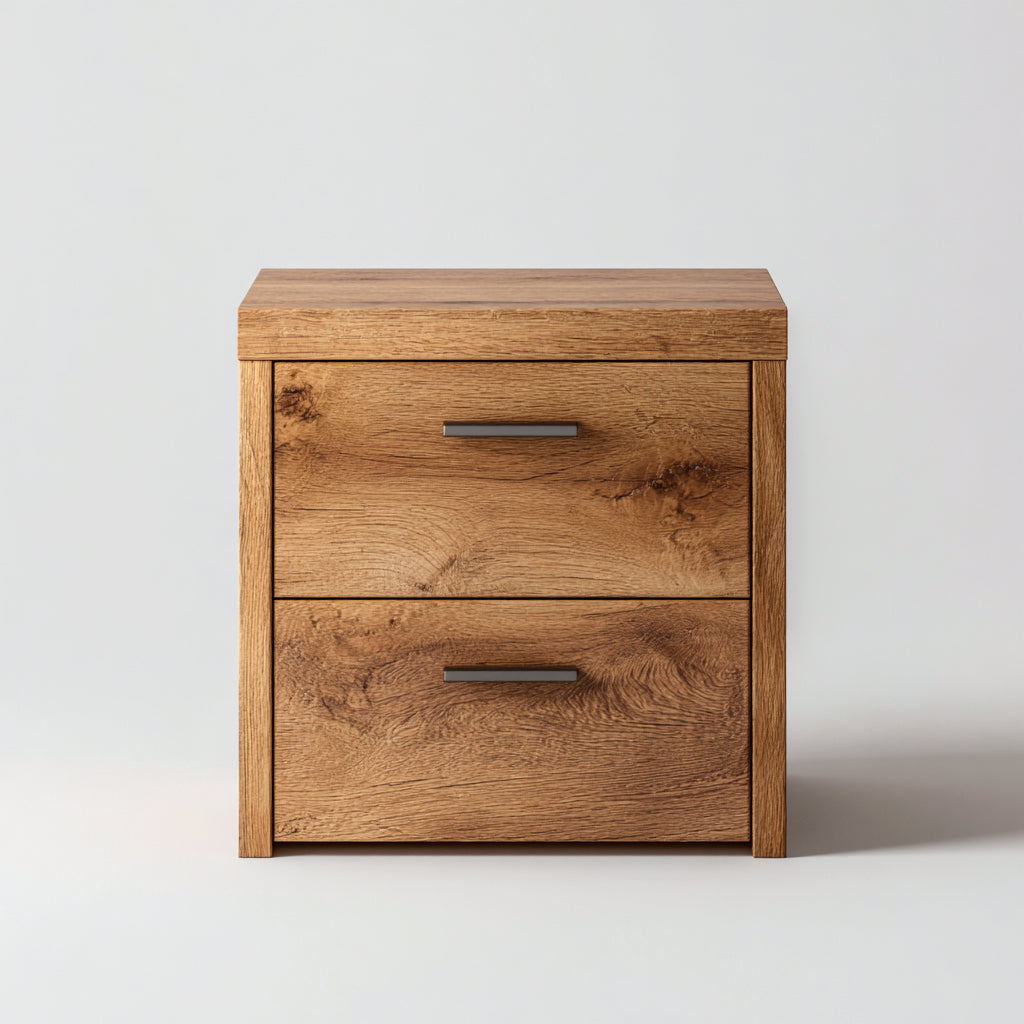 Mesitas de noche de madera 55x40x58 cm - natural - diseño moderno con 2 cajones