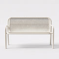 Bancos de jardín de metal y ratán 120x55x80 cm beige diseño moderno con respaldo tejido