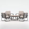 Sofás de exterior de metal y tejido 75x78x82 cm - negro-beige - conjunto moderno con sillones y mesa