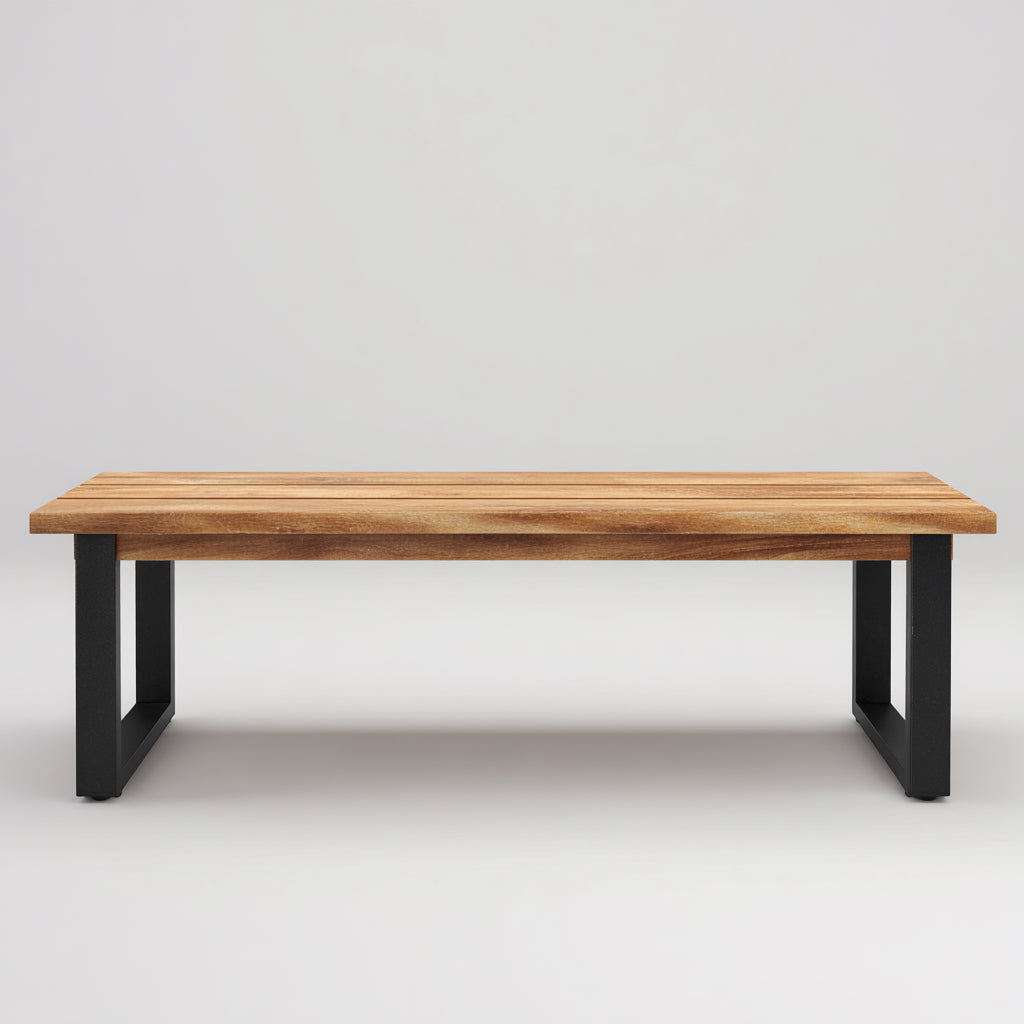 Bancos de jardín de madera y metal 150x40x45 cm marrón-negro diseño industrial