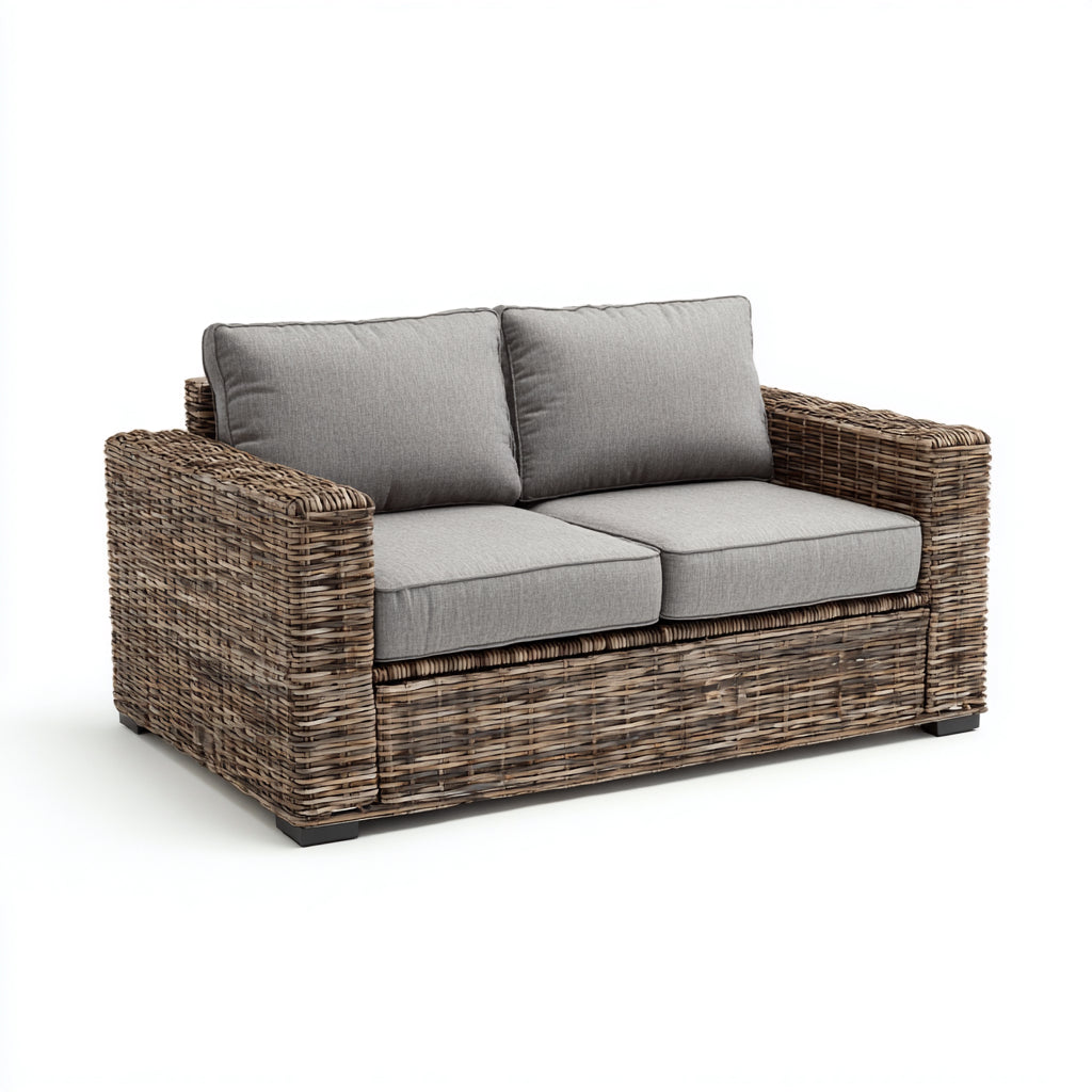 Sofás de exterior sofá de ratán 160x85x80 cm gris-marrón diseño moderno