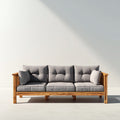 Sofás de exterior de madera 220x82x78 cm - natural-gris - diseño moderno de 3 plazas