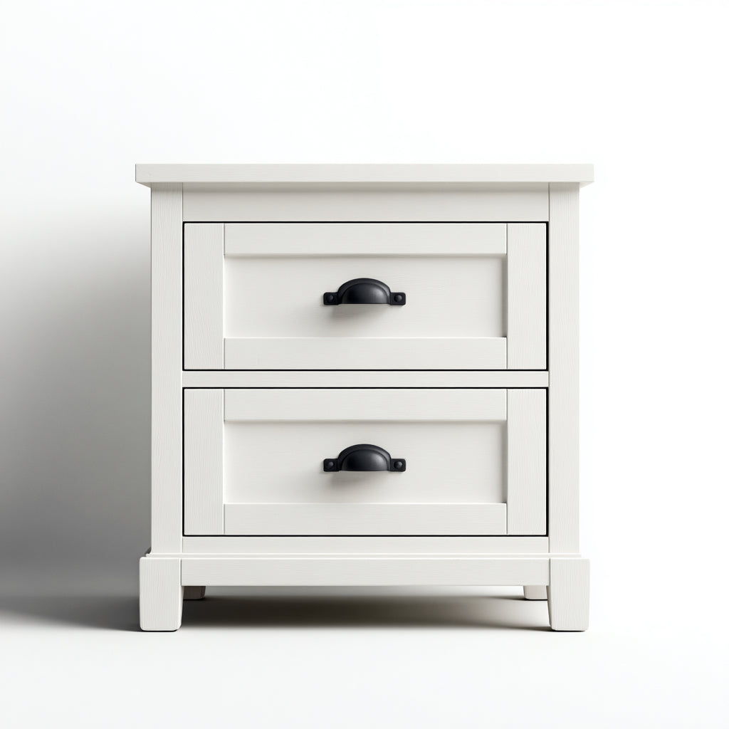 Mesitas de noche de madera 55x40x58 cm blanco - estilo rústico para dormitorio