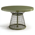 Mesas de jardín de metal 100x100x75 cm verde para exterior - diseño redondo con base de rejilla