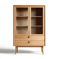 Vitrinas de madera y vidrio acanalado 90x38x150 cm natural - diseño nórdico para salón
