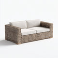 Sofás de exterior de ratán 170x80x75 cm marrón y blanco - diseño moderno para jardín