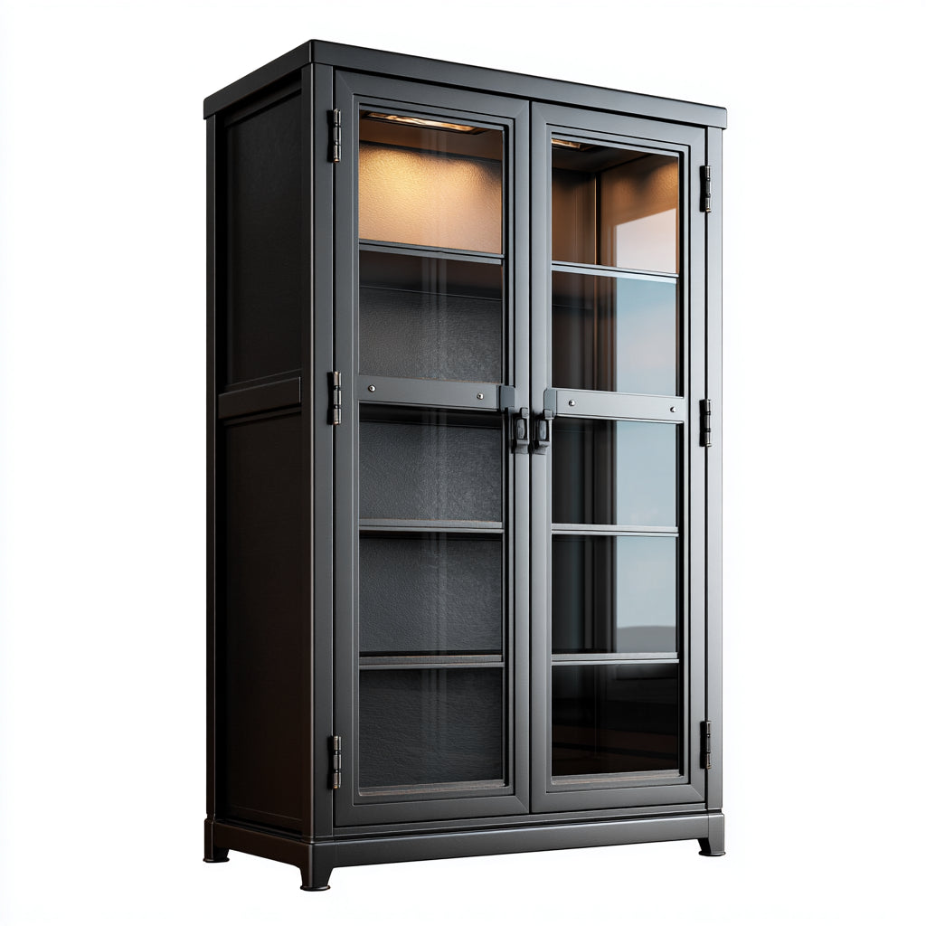Vitrinas de metal y vidrio 90x40x160 cm - negro - diseño moderno con 2 puertas