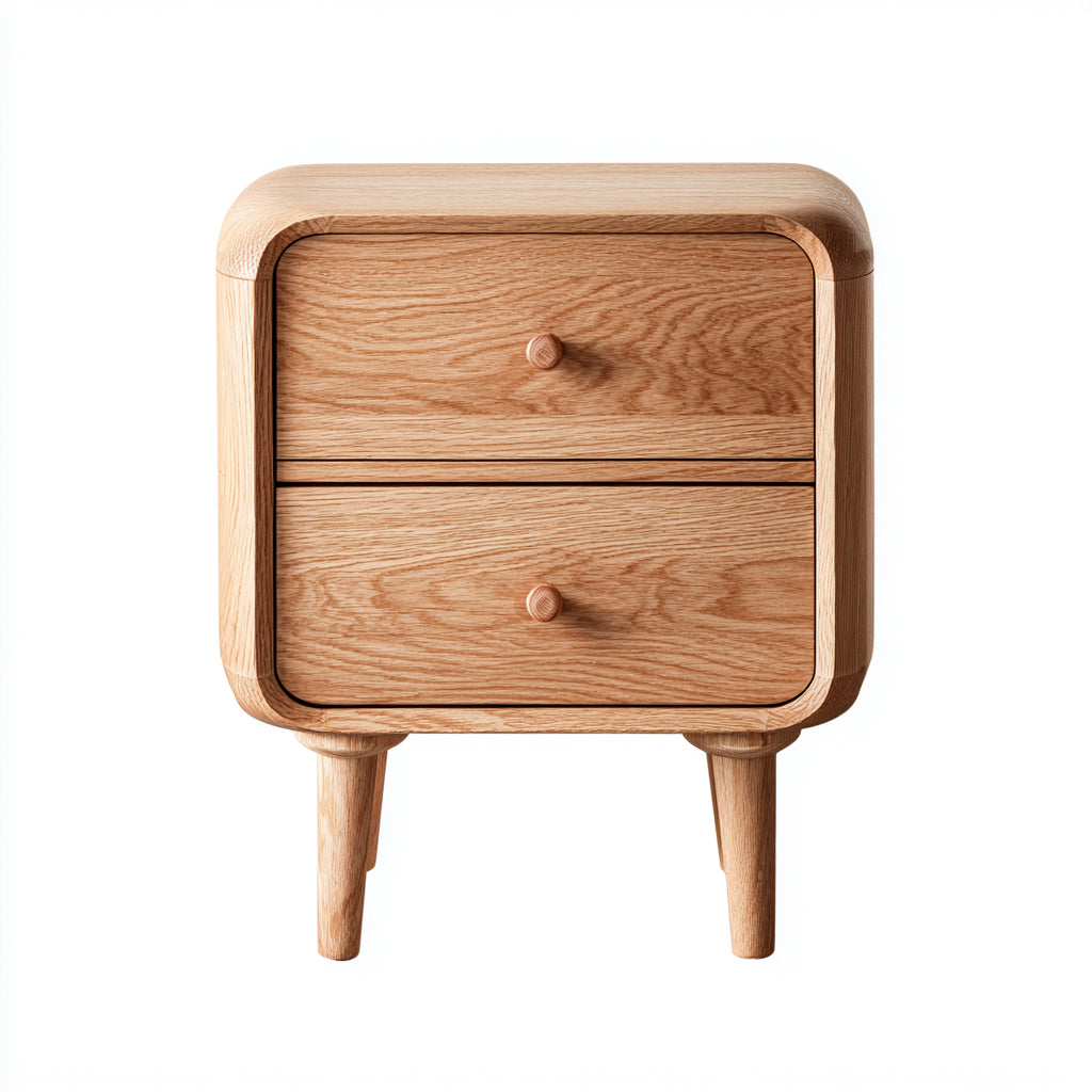 Mesitas de noche de madera 50x38x58 cm madera natural para dormitorio - diseño moderno con 2 cajones