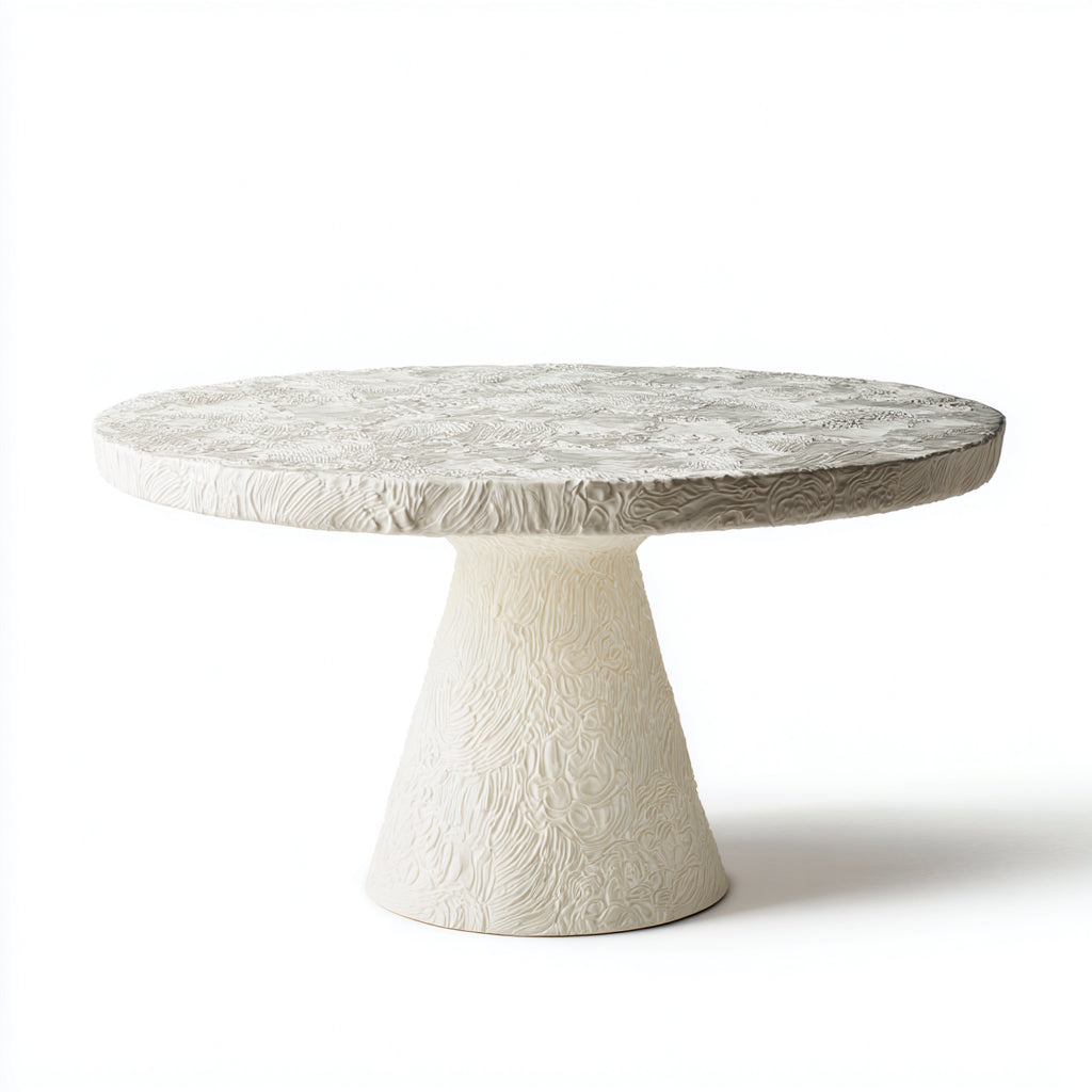 Mesas de jardín de resina 120x120x75 cm - blanco - diseño redondo con base central