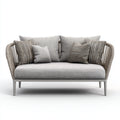 Sofás de exterior sofá de cuerda y metal 170x80x78 cm gris-beige diseño contemporáneo