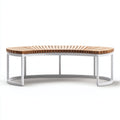 Bancos de jardín de madera y metal 180x60x45 cm natural y blanco - diseño curvo para exterior