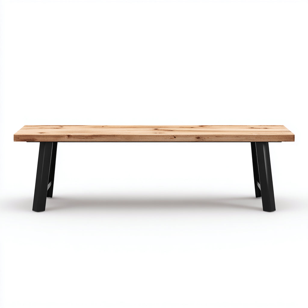 Bancos de jardín de madera y metal 160x38x45 cm - natural-negro - diseño moderno para exterior