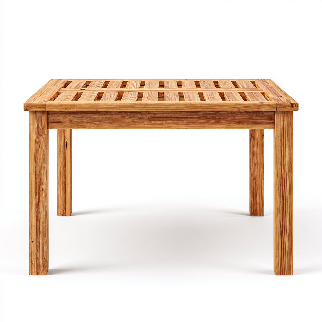 Mesas de jardín de madera 120x75x75 cm madera natural para exterior - diseño rectangular con tablero de listones