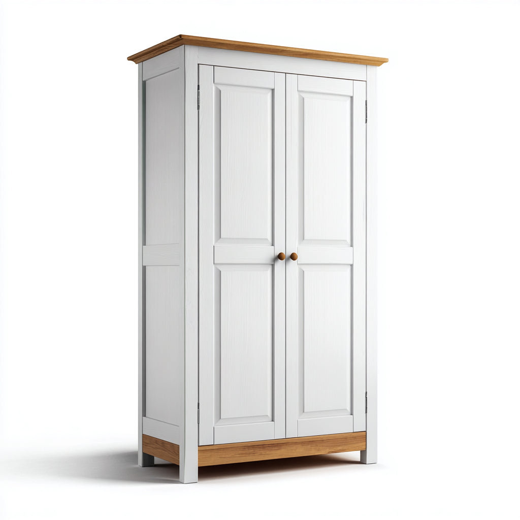 Armarios de madera 100x55x185 cm blanco y natural - diseño clásico para dormitorio
